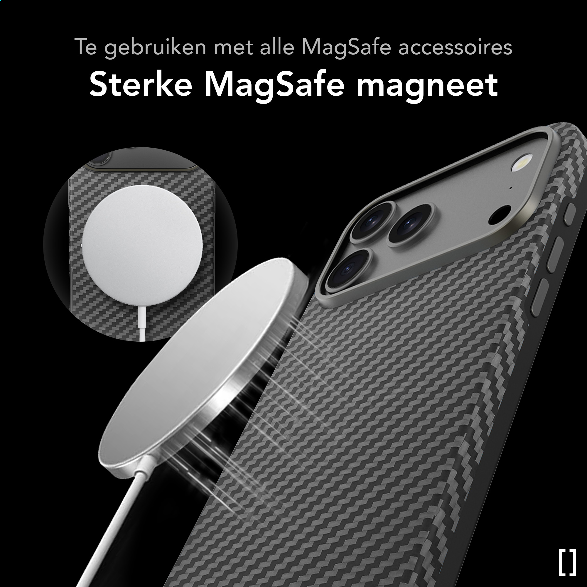 NEKIT Fiber Pro Apple iPhone 17 Pro Max Hoesje MagSafe Kevlar Back Cover Zwart afbeelding 5