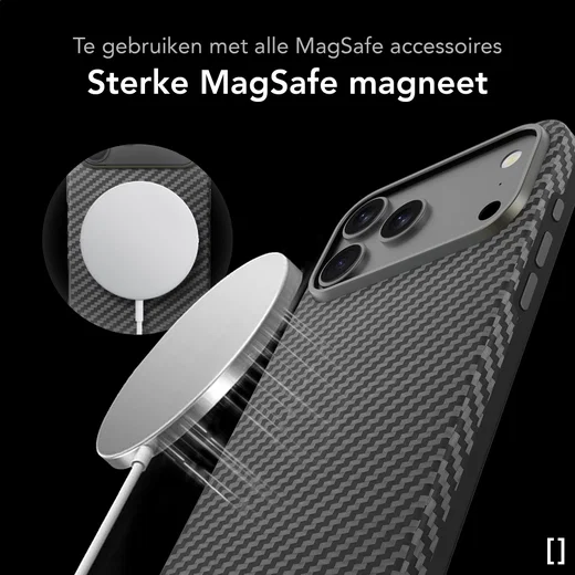 NEKIT Fiber Pro Apple iPhone 17 Pro Max Hoesje MagSafe Kevlar Back Cover Zwart afbeelding 5