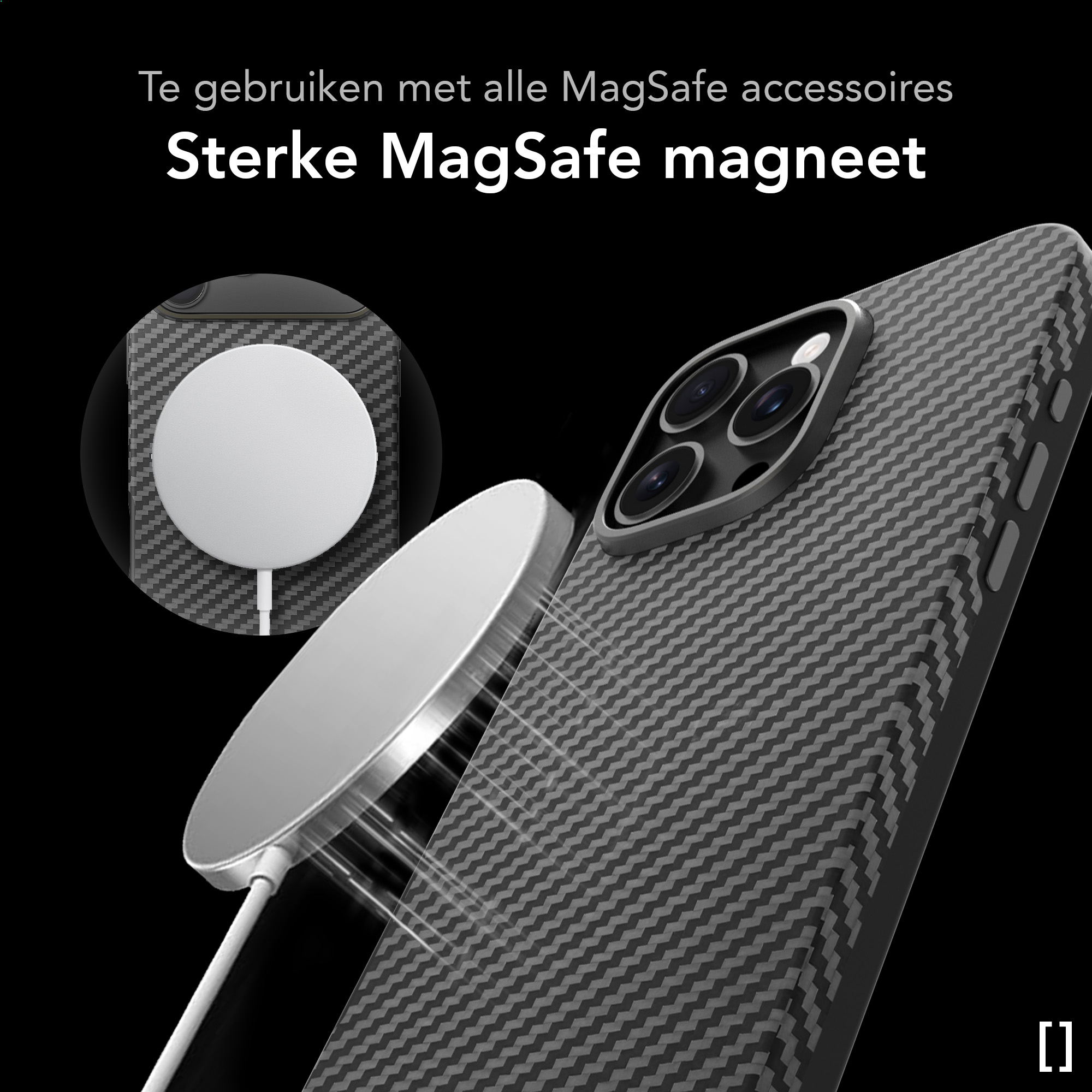 NEKIT Fiber Pro Apple iPhone 16 Pro Hoesje MagSafe Kevlar Back Cover Zwart afbeelding 5