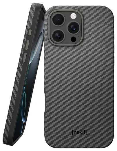 NEKIT Fiber Pro Apple iPhone 16 Pro Max Hoesje MagSafe Kevlar Back Cover Zwart afbeelding 1