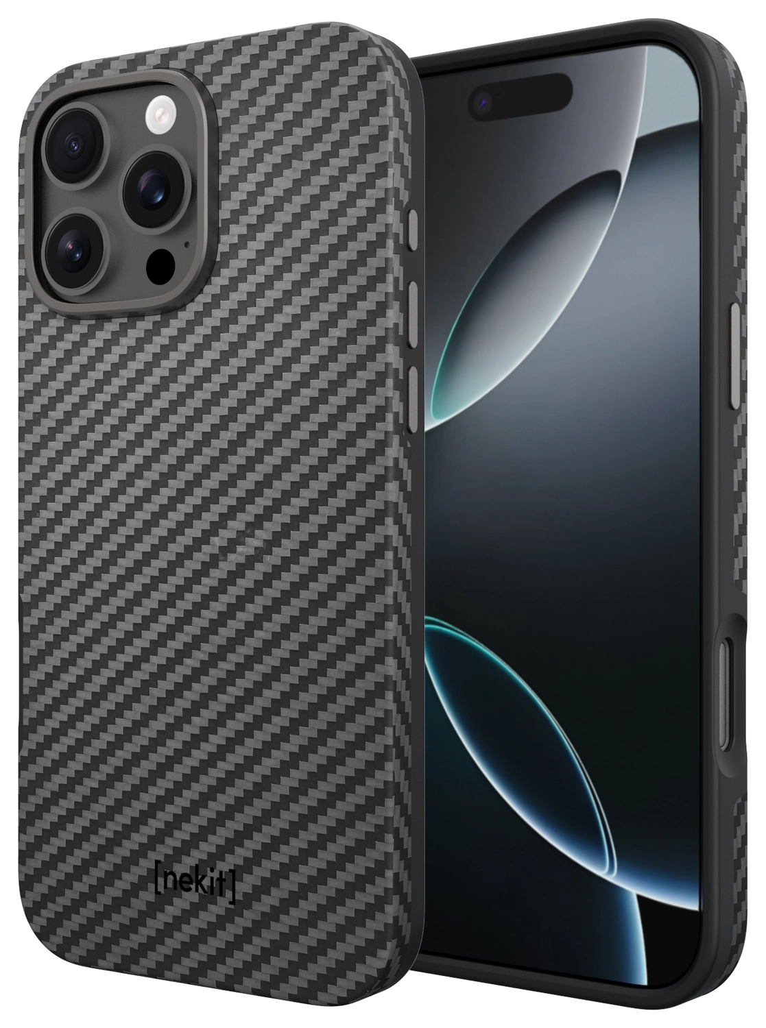 NEKIT Fiber Pro Apple iPhone 16 Pro Max Hoesje MagSafe Kevlar Back Cover Zwart afbeelding 2