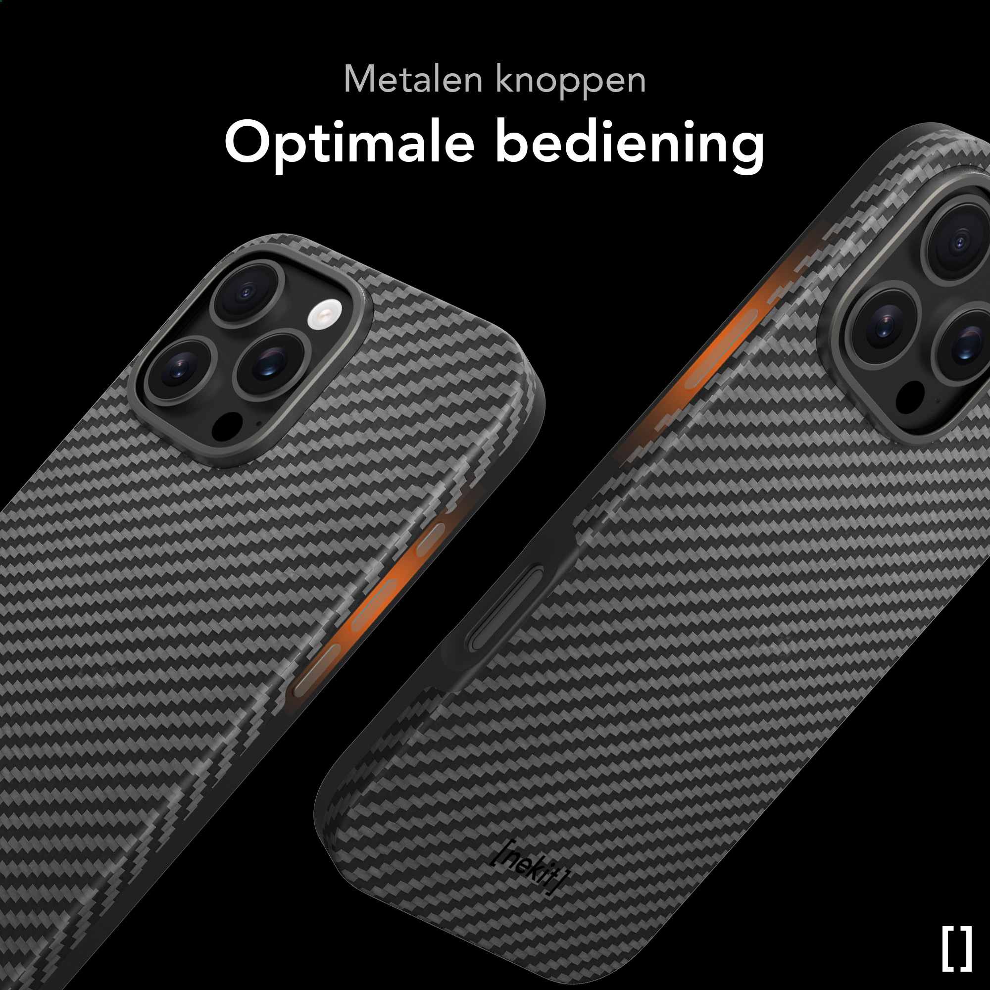 NEKIT Fiber Pro Apple iPhone 16 Pro Max Hoesje MagSafe Kevlar Back Cover Zwart afbeelding 7