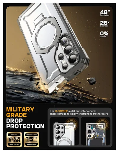 SUPCASE UB Grip Samsung Galaxy S25 Ultra Hoesje MagSafe / Qi2 Kickstand Wit afbeelding 3