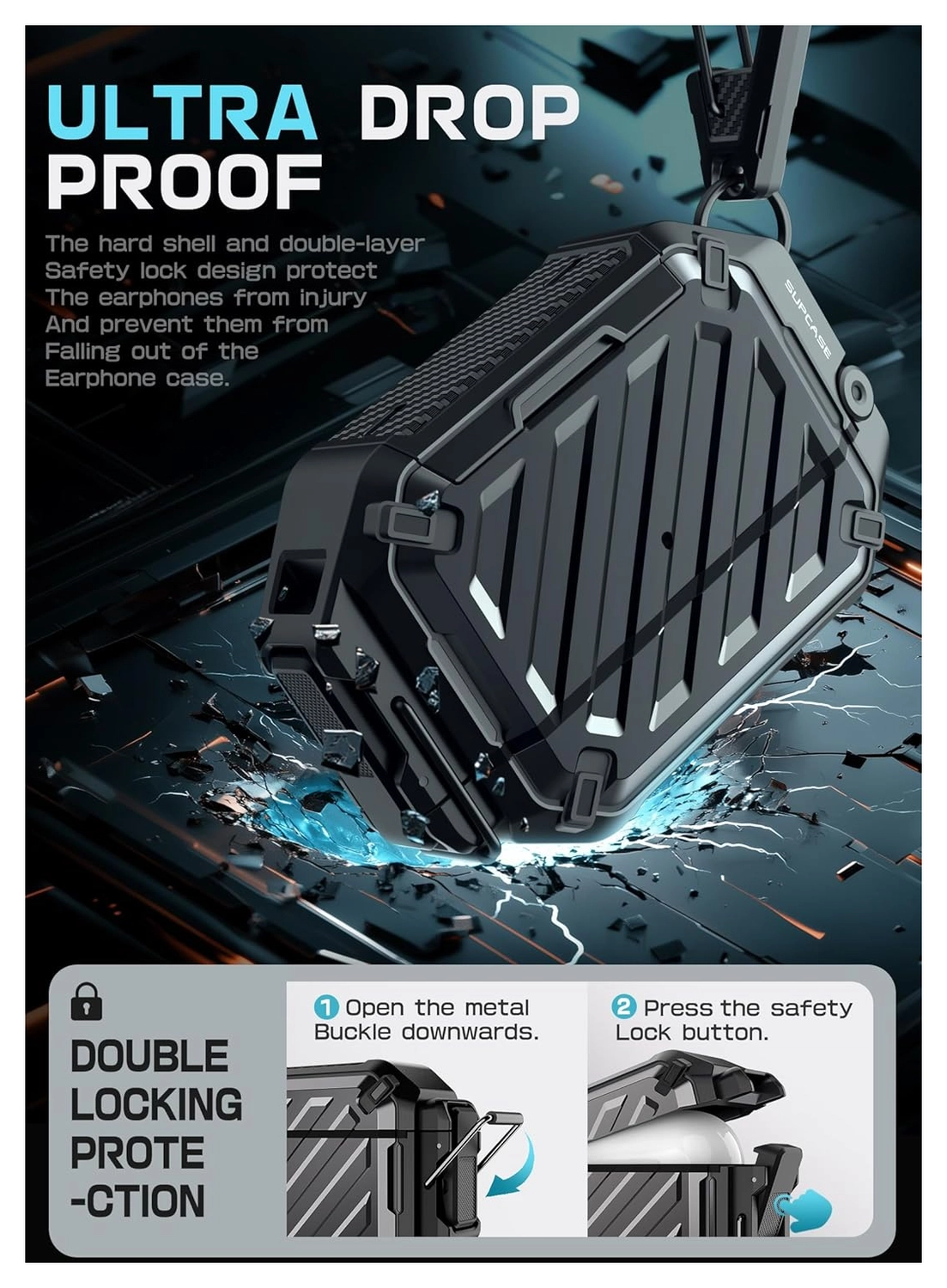 SUPCASE UB Pro AirPods Pro 3 Hoesje MagSafe Case Waterdicht Zwart afbeelding 4
