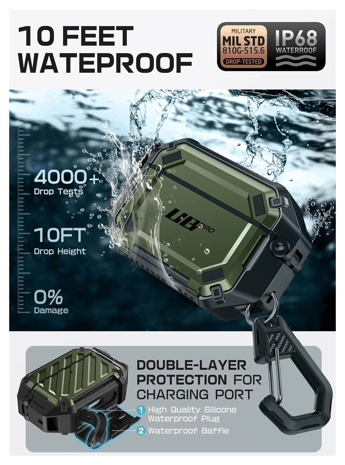 SUPCASE UB Pro AirPods Pro 3 Hoesje MagSafe Case Waterdicht Groen afbeelding 3