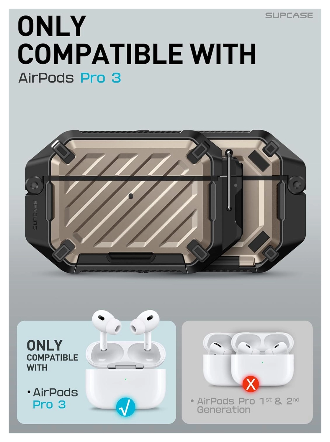 SUPCASE UB Pro AirPods Pro 3 Hoesje MagSafe Case Waterdicht Goud afbeelding 2