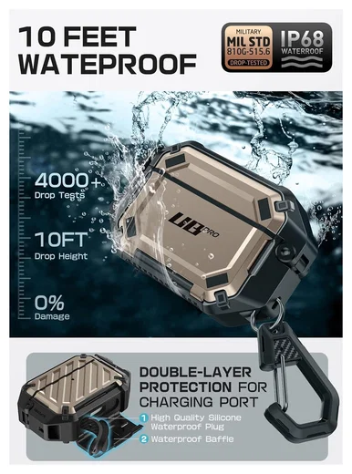 SUPCASE UB Pro AirPods Pro 3 Hoesje MagSafe Case Waterdicht Goud afbeelding 3