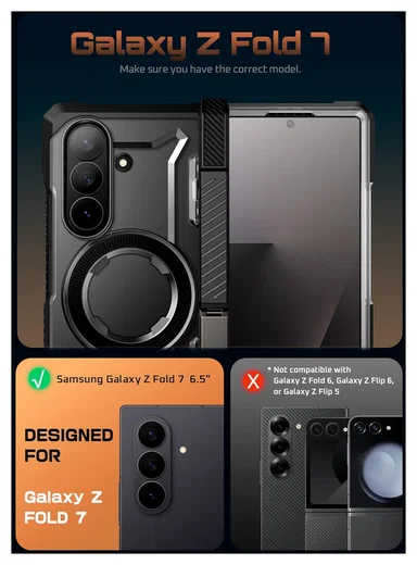 SUPCASE UB Grip Samsung Galaxy Z Fold 7 Hoesje MagSafe Full Protect Zwart afbeelding 2