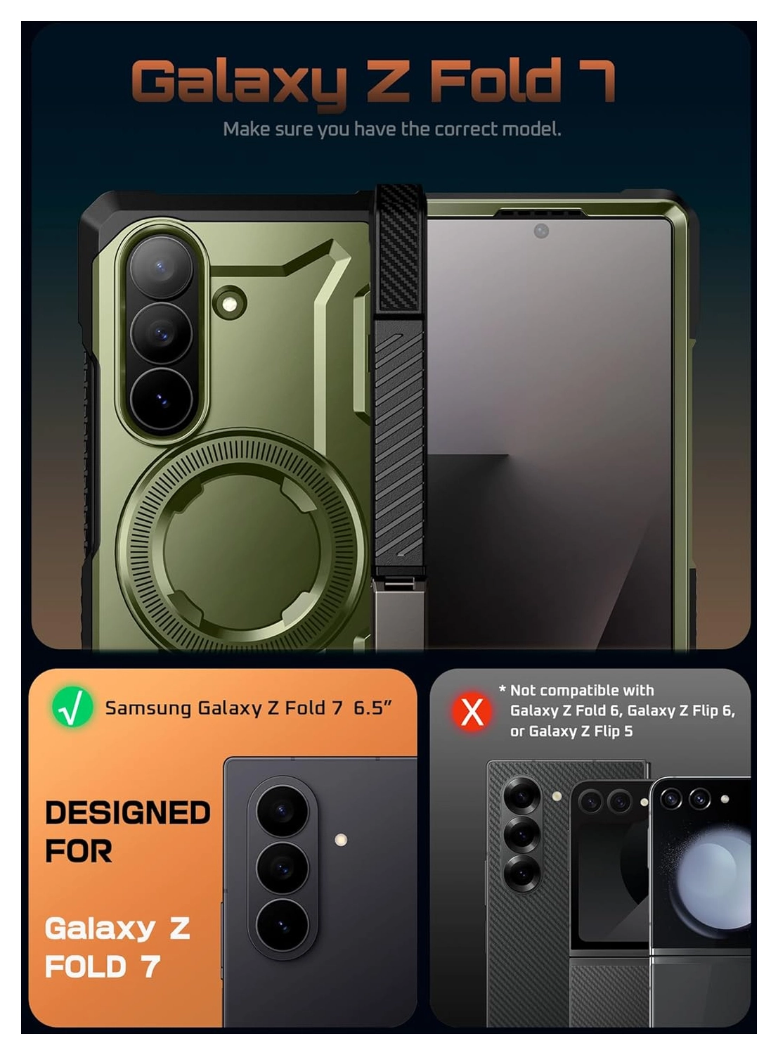 SUPCASE UB Grip Samsung Galaxy Z Fold 7 Hoesje MagSafe Full Protect Groen afbeelding 2