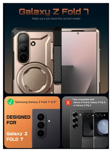SUPCASE UB Grip Samsung Galaxy Z Fold 7 Hoesje MagSafe Full Protect Goud afbeelding 2