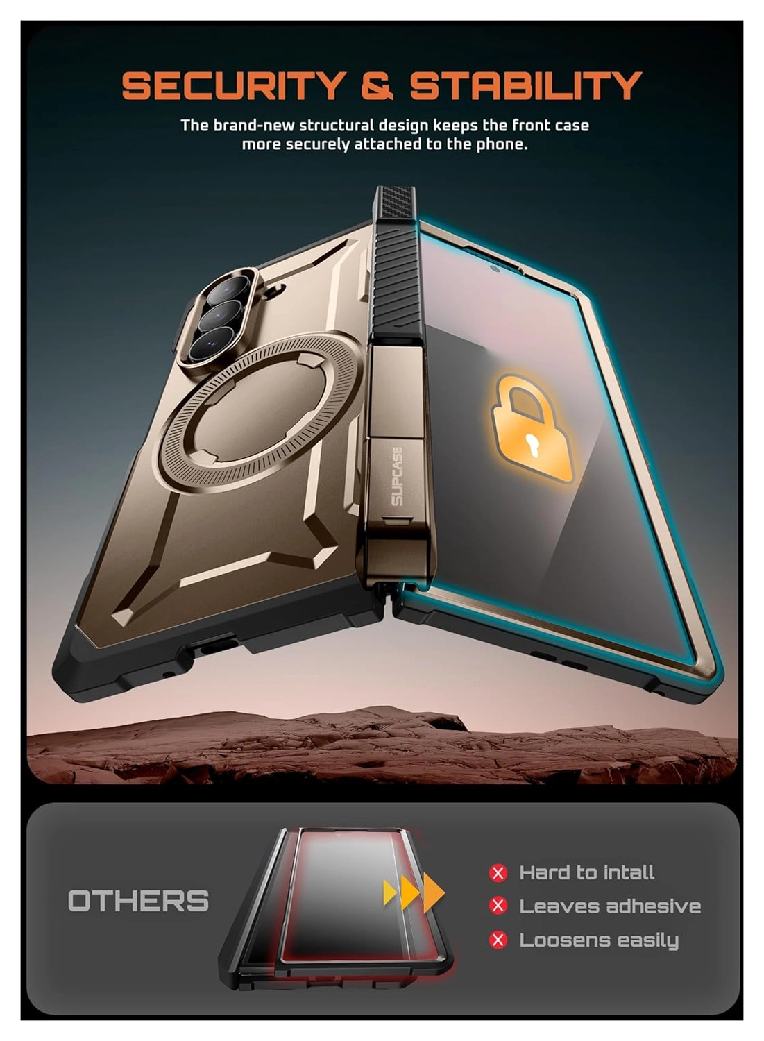 SUPCASE UB Grip Samsung Galaxy Z Fold 7 Hoesje MagSafe Full Protect Goud afbeelding 6
