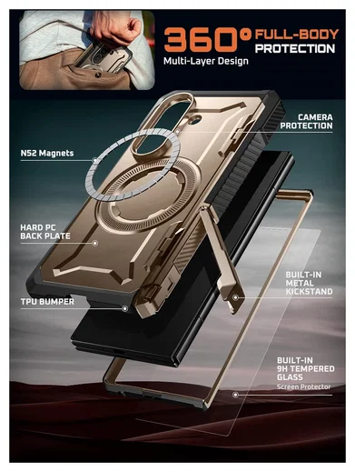 SUPCASE UB Grip Samsung Galaxy Z Fold 7 Hoesje MagSafe Full Protect Goud afbeelding 8