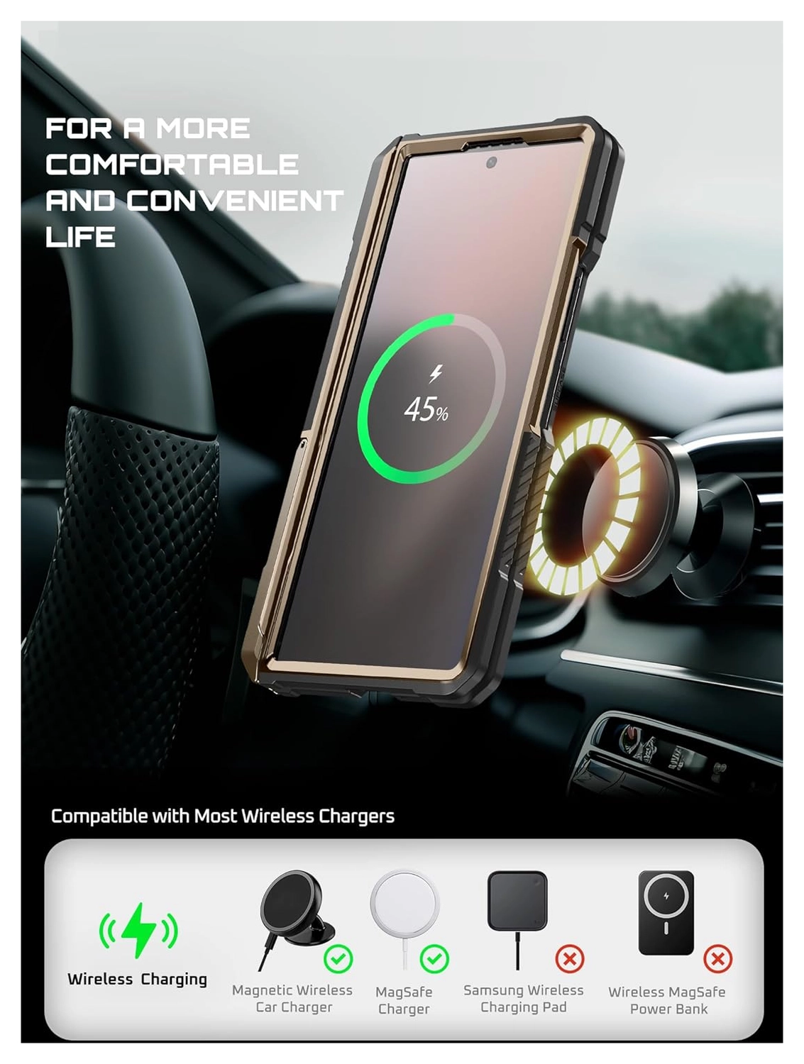 SUPCASE UB Grip Samsung Galaxy Z Fold 7 Hoesje MagSafe Full Protect Goud afbeelding 9
