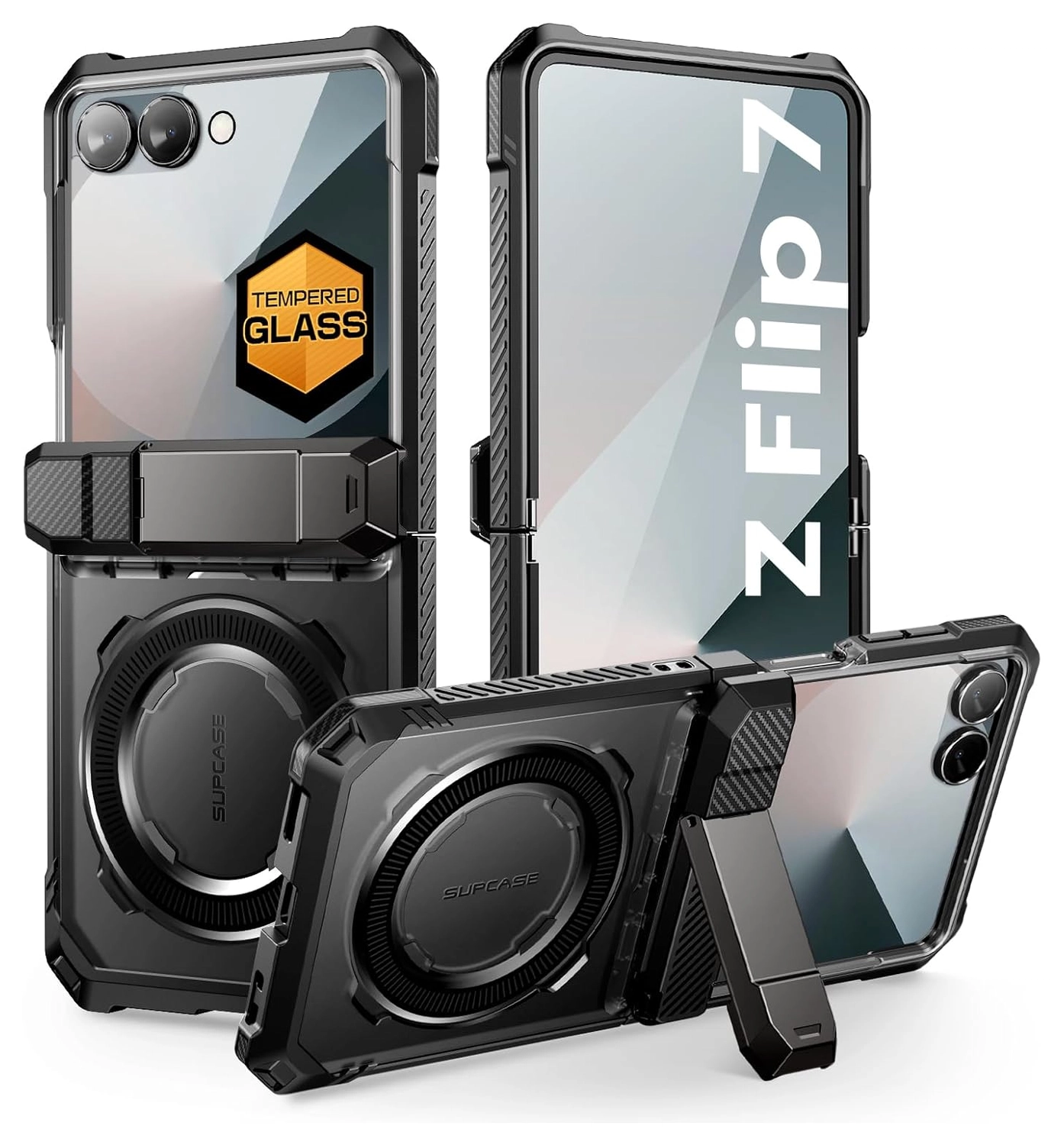 SUPCASE UB Grip Samsung Galaxy Z Flip 7 Hoesje MagSafe Full Protect Zwart afbeelding 1
