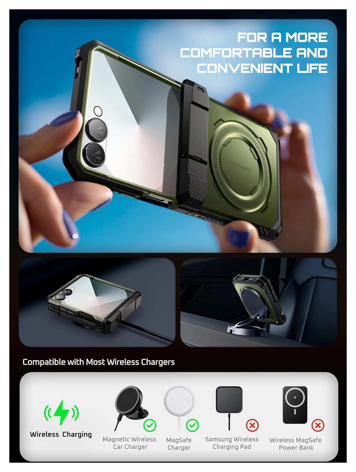 SUPCASE UB Grip Samsung Galaxy Z Flip 7 Hoesje MagSafe Full Protect Groen afbeelding 6