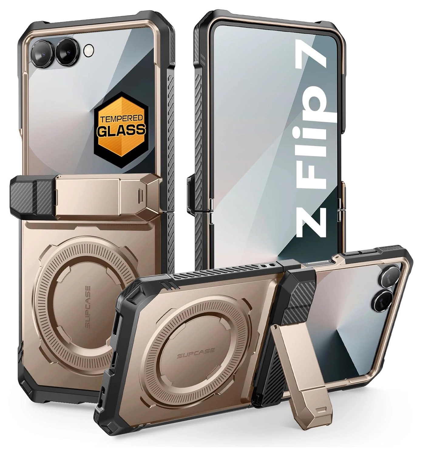 SUPCASE UB Grip Samsung Galaxy Z Flip 7 Hoesje MagSafe Full Protect Goud afbeelding 1