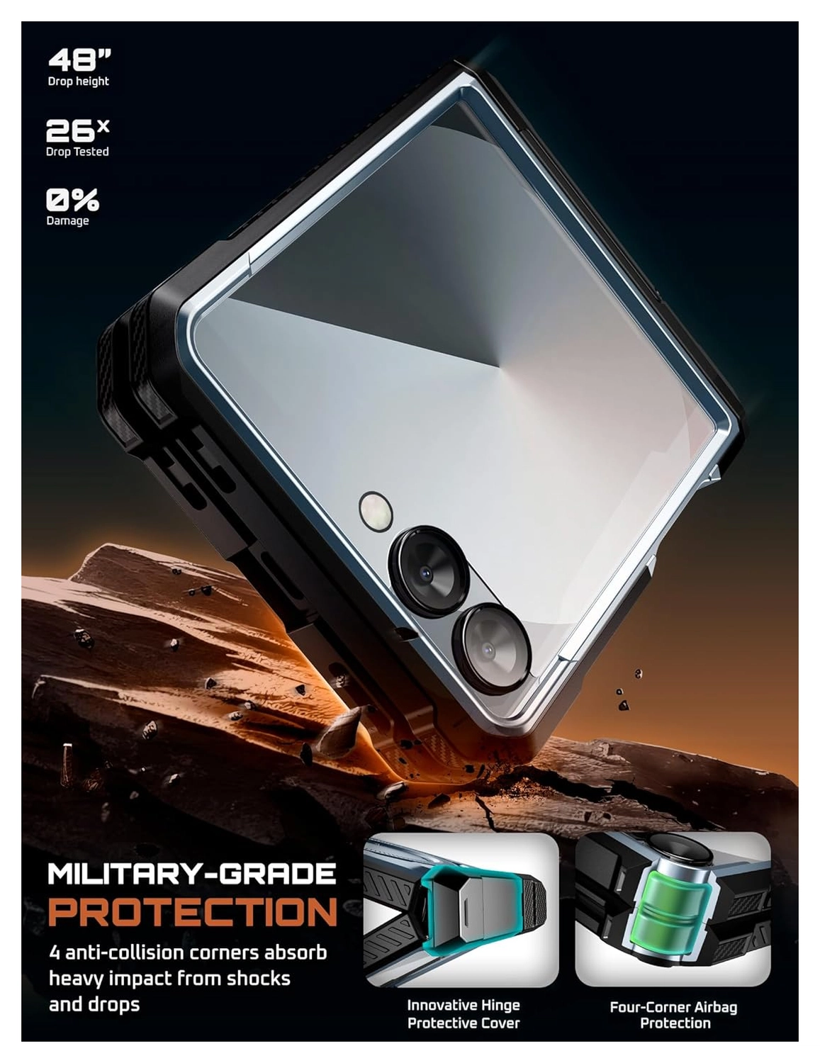 SUPCASE UB Grip Samsung Galaxy Z Flip 7 Hoesje MagSafe Full Protect Blauw afbeelding 3