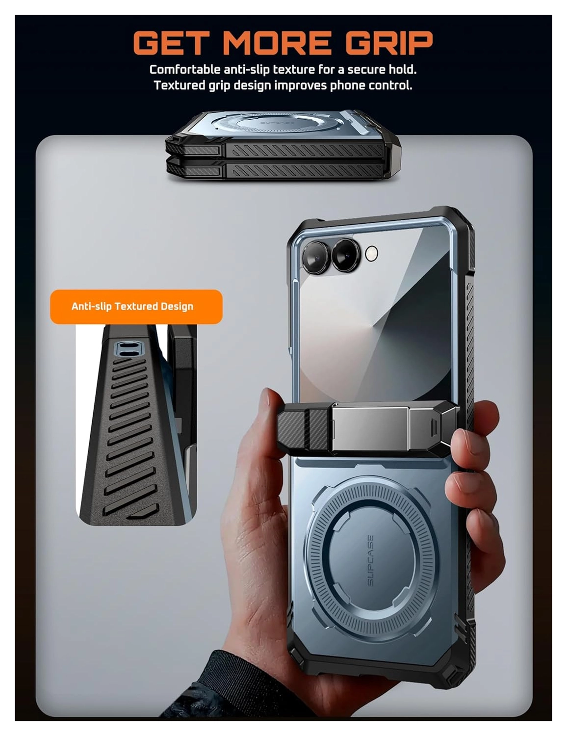 SUPCASE UB Grip Samsung Galaxy Z Flip 7 Hoesje MagSafe Full Protect Blauw afbeelding 7