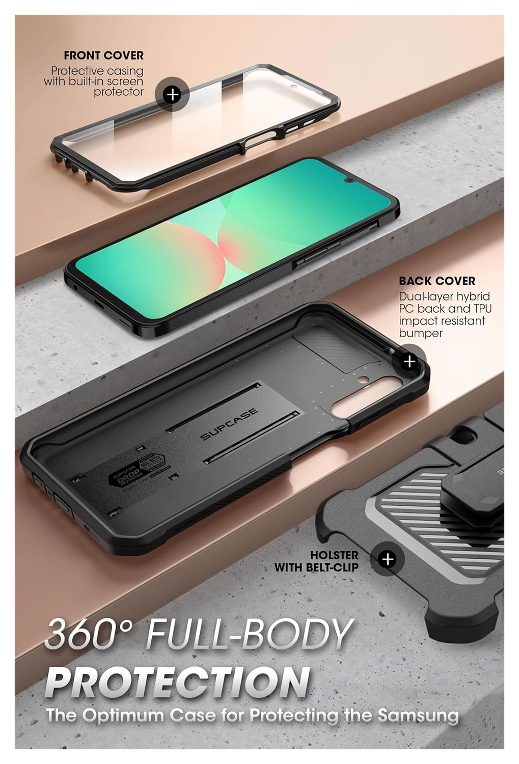 SUPCASE UB Pro Samsung Galaxy A26 Hoesje Full Protect Kickstand Zwart afbeelding 5