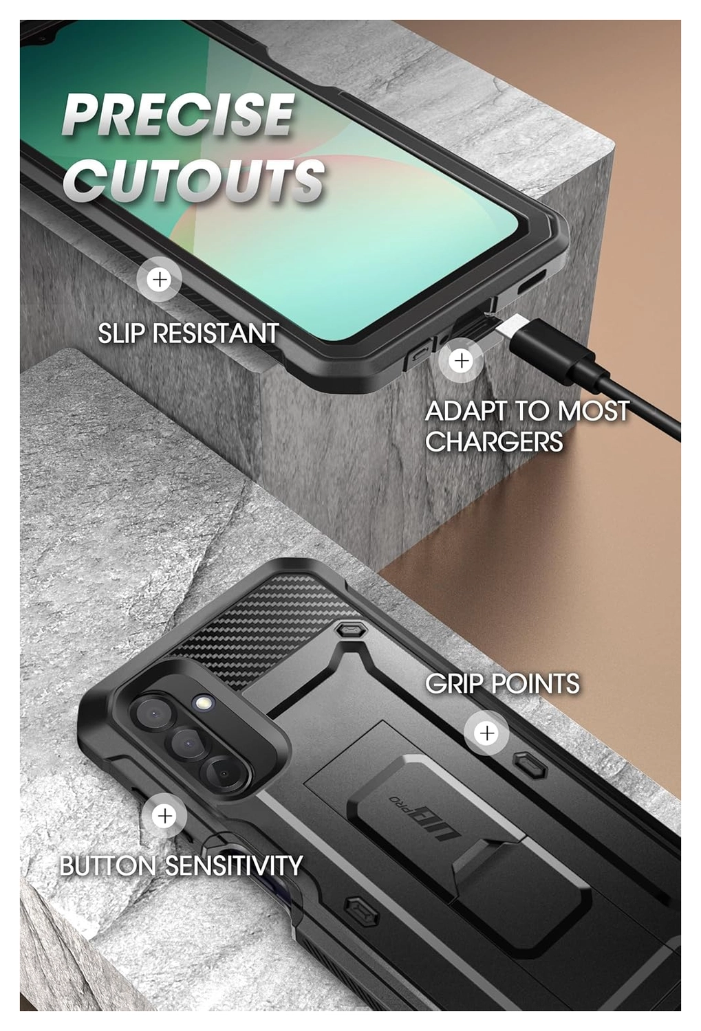 SUPCASE UB Pro Samsung Galaxy A26 Hoesje Full Protect Kickstand Zwart afbeelding 7