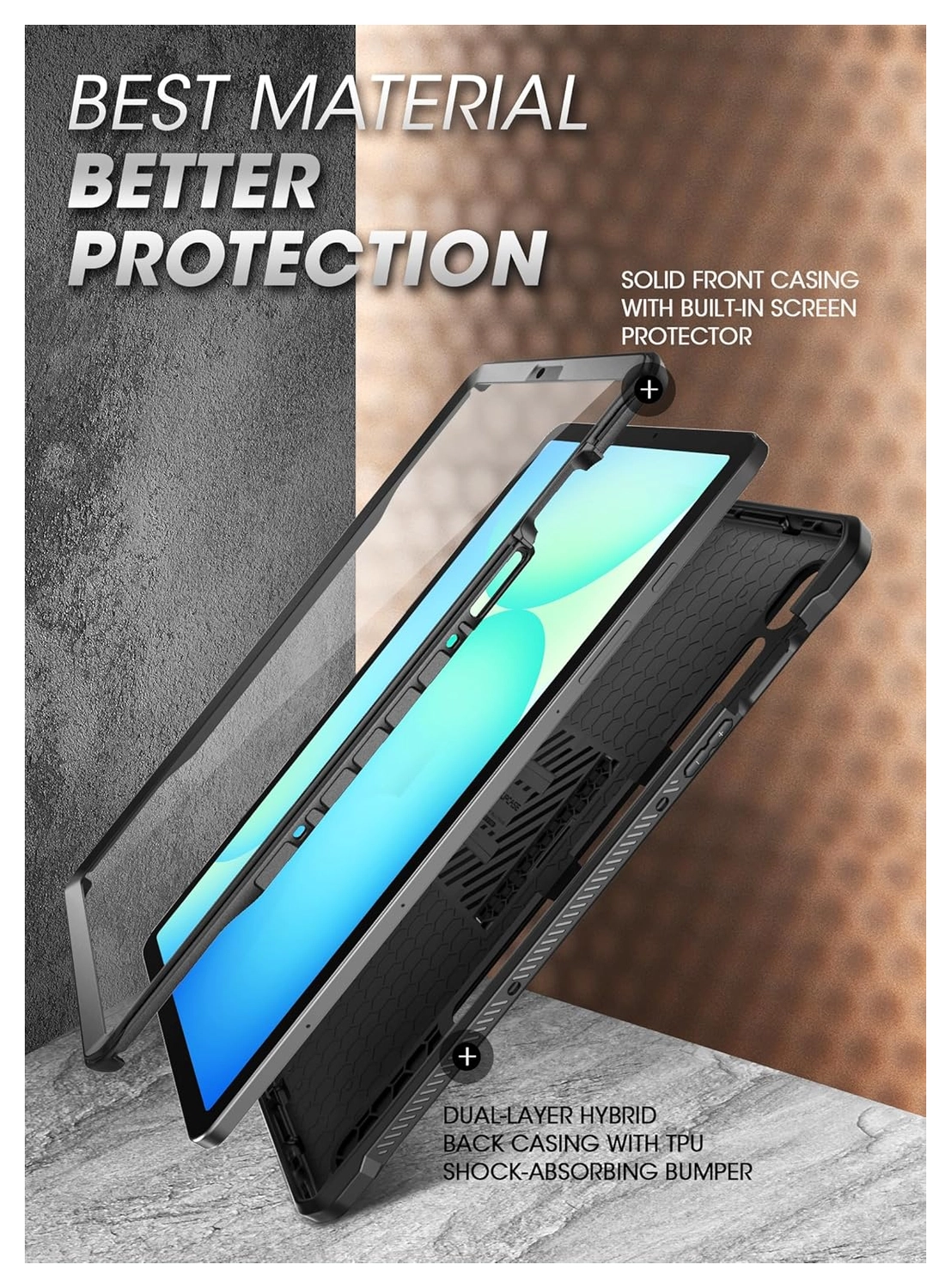 SUPCASE UB Pro Samsung Galaxy Tab S10 FE Plus Hoes Full Protect Kickstand Zwart afbeelding 3