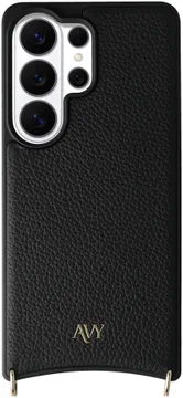 AVY Samsung Galaxy S26 Ultra Hoesje met Koord Haakjes MagSafe Leer Zwart