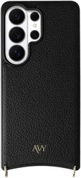 AVY Samsung Galaxy S26 Ultra Hoesje met Koord Haakjes MagSafe Leer Zwart afbeelding