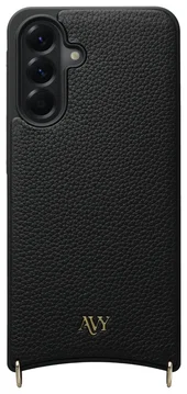 AVY Samsung Galaxy A56 Hoesje met Koord Haakjes MagSafe Leer Zwart