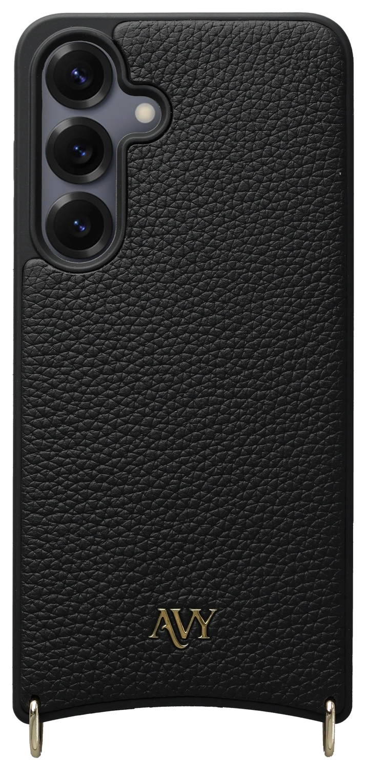 AVY Samsung Galaxy S25 / S24 Hoesje met Koord Haakjes MagSafe Leer Zwart afbeelding 1