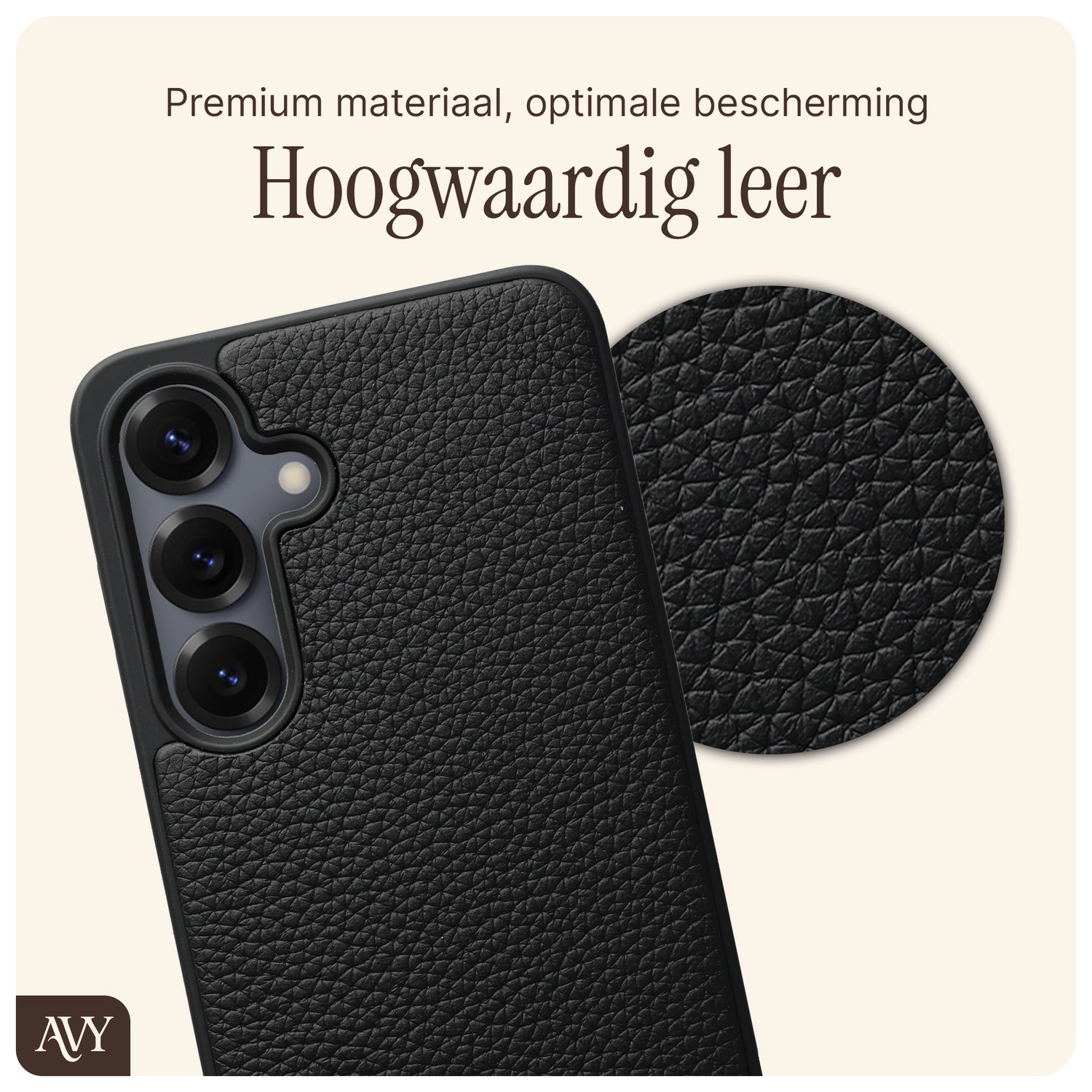 AVY Samsung Galaxy S25 / S24 Hoesje met Koord Haakjes MagSafe Leer Zwart afbeelding 7
