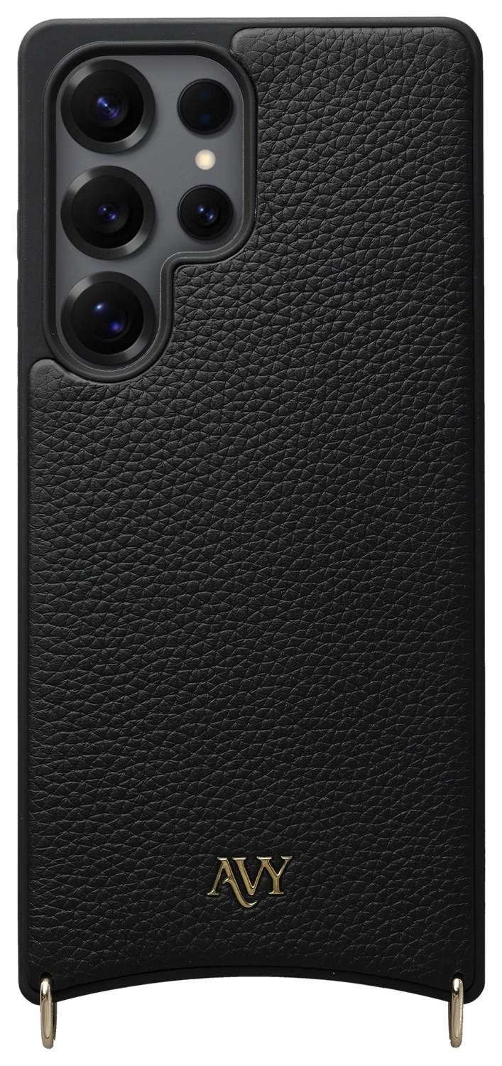 AVY Samsung Galaxy S25 Ultra Hoesje met Koord Haakjes MagSafe Leer Zwart afbeelding 1
