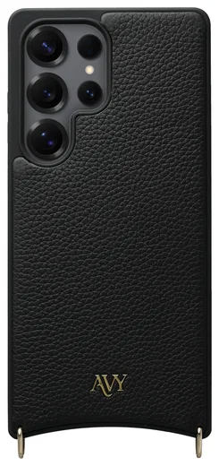 AVY Samsung Galaxy S25 Ultra Hoesje met Koord Haakjes MagSafe Leer Zwart afbeelding 1
