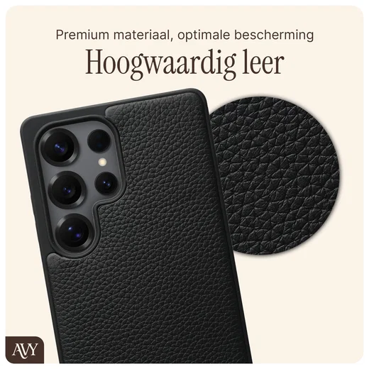 AVY Samsung Galaxy S25 Ultra Hoesje met Koord Haakjes MagSafe Leer Zwart afbeelding 7