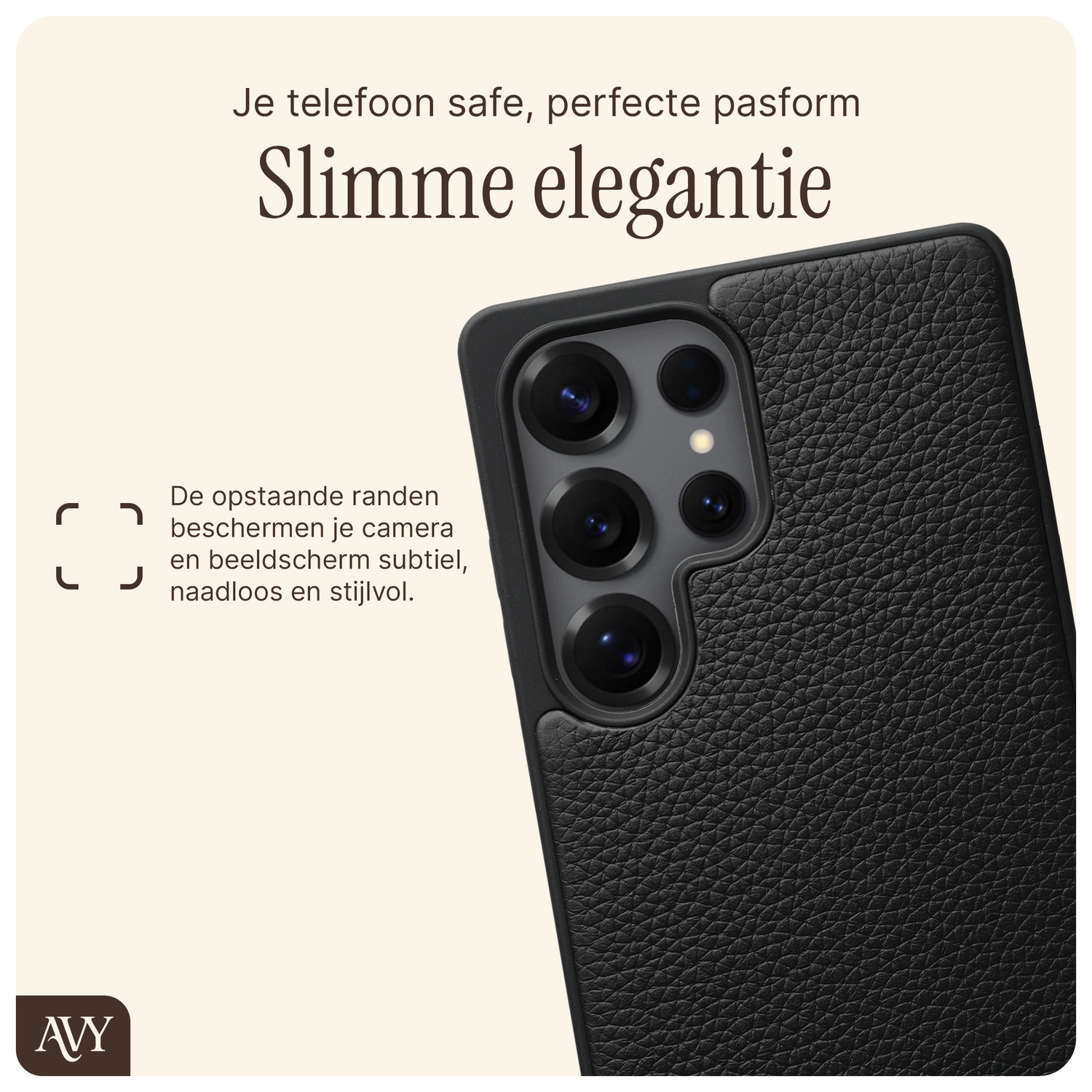 AVY Samsung Galaxy S25 Ultra Hoesje met Koord Haakjes MagSafe Leer Zwart afbeelding 8
