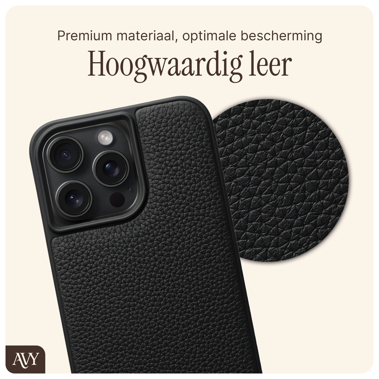 AVY Apple iPhone 15 Pro Max Hoesje met Koord Haakjes MagSafe Leer Zwart afbeelding 7