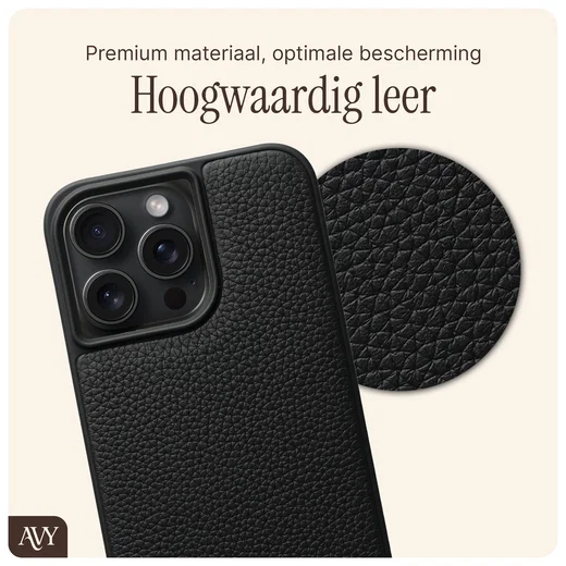 AVY Apple iPhone 15 Pro Max Hoesje met Koord Haakjes MagSafe Leer Zwart afbeelding 7