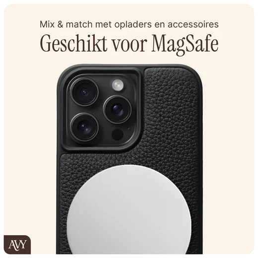 AVY Apple iPhone 15 Pro Max Hoesje met Koord Haakjes MagSafe Leer Zwart afbeelding 8