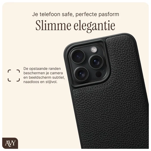 AVY Apple iPhone 15 Pro Max Hoesje met Koord Haakjes MagSafe Leer Zwart afbeelding 9