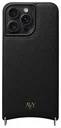 AVY Apple iPhone 14 Pro Max Hoesje met Koord Haakjes MagSafe Leer Zwart
