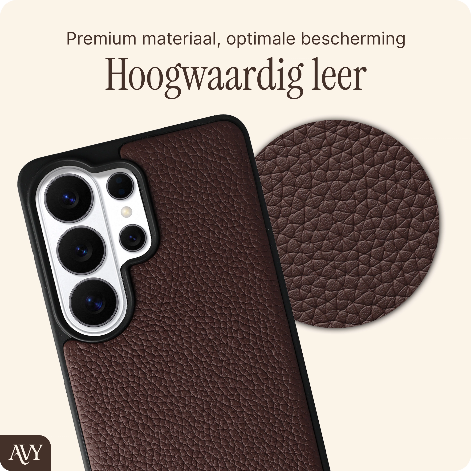 AVY Samsung Galaxy S26 Ultra Hoesje met Koord Haakjes MagSafe Leer Chocolate afbeelding 4