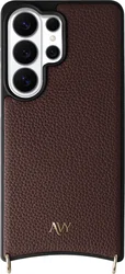 AVY Samsung Galaxy S26 Ultra Hoesje met Koord Haakjes MagSafe Leer Chocolate afbeelding