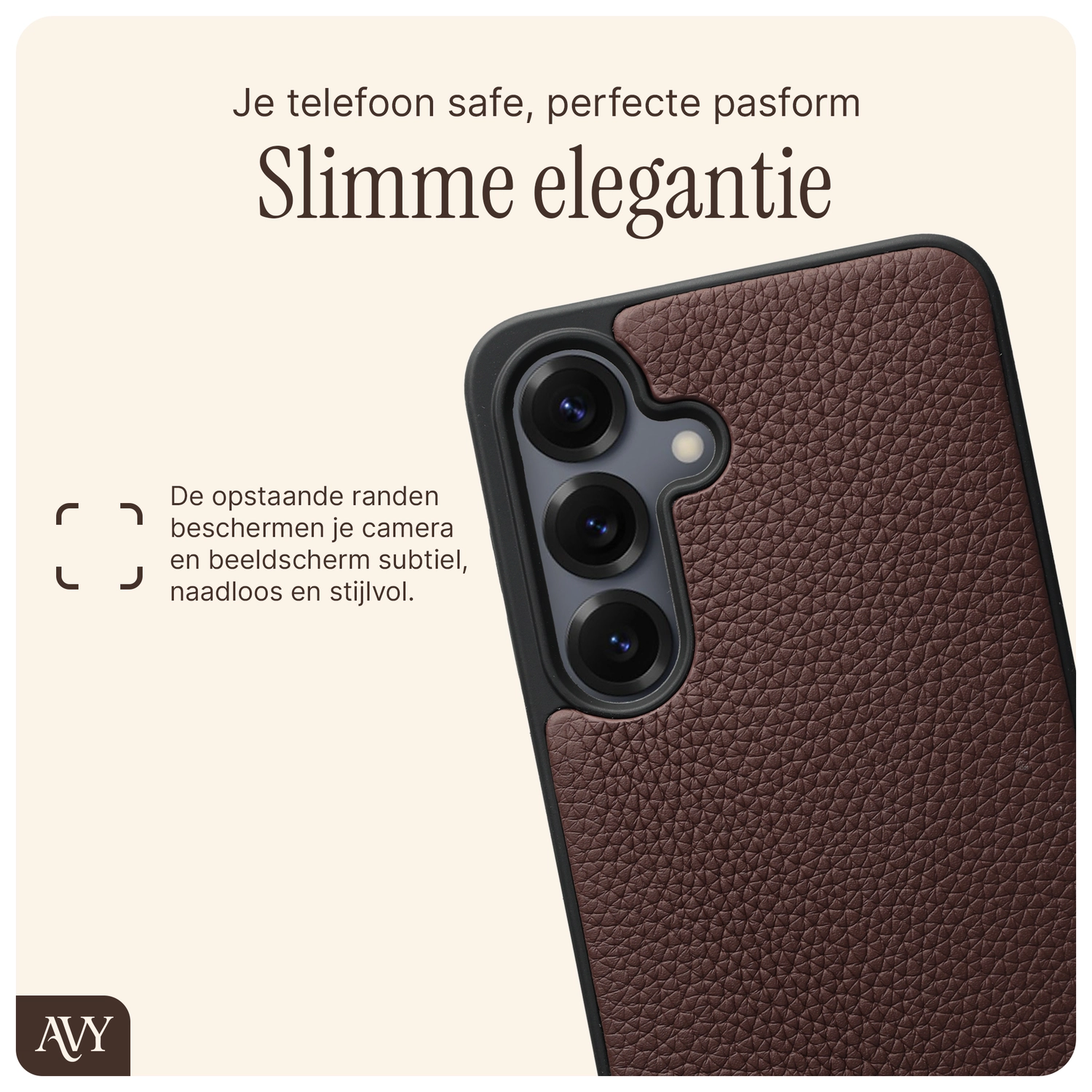 AVY Samsung Galaxy S25 / S24 Hoesje met Koord Haakjes MagSafe Leer Chocolate afbeelding 6