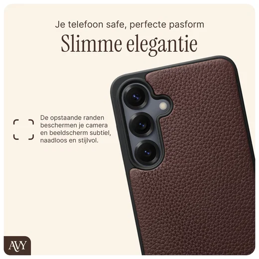 AVY Samsung Galaxy S25 / S24 Hoesje met Koord Haakjes MagSafe Leer Chocolate afbeelding 6