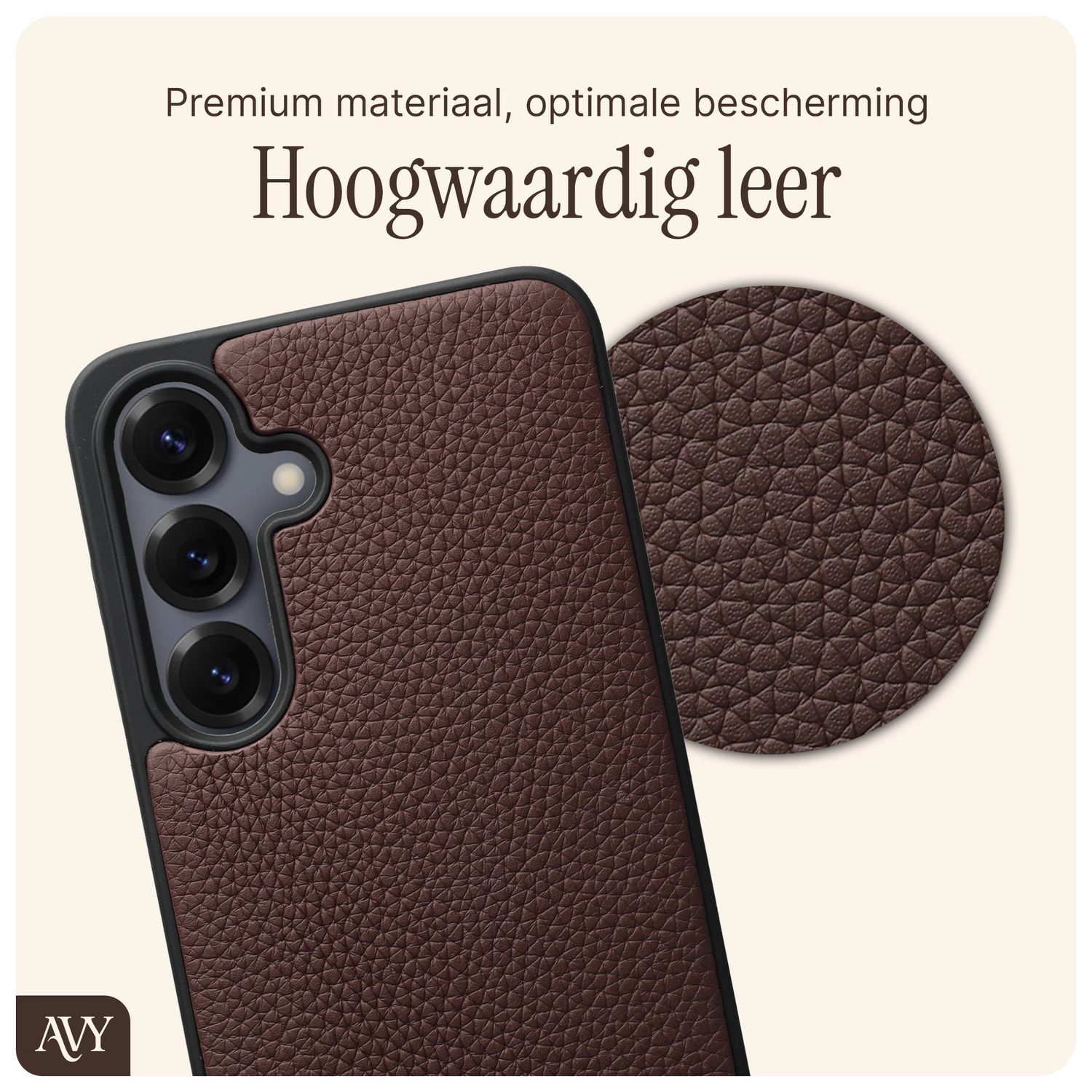 AVY Samsung S25 Plus / S24 Plus Hoesje met Koord Haakjes MagSafe Leer Chocolate afbeelding 8