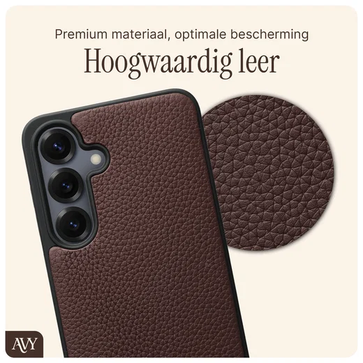AVY Samsung S25 Plus / S24 Plus Hoesje met Koord Haakjes MagSafe Leer Chocolate afbeelding 8