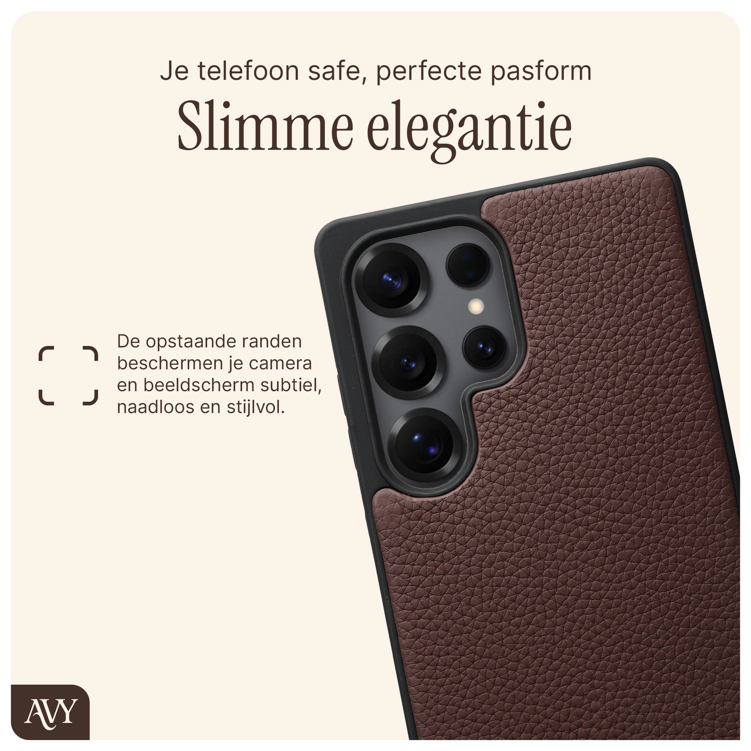 AVY Samsung Galaxy S25 Ultra Hoesje met Koord Haakjes MagSafe Leer Chocolate afbeelding 7