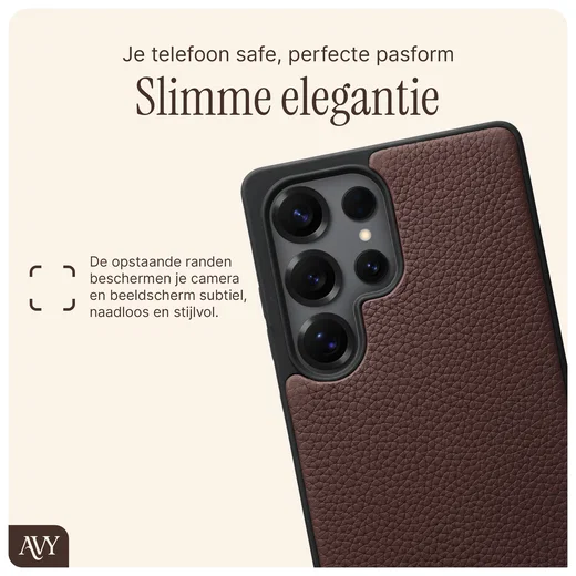 AVY Samsung Galaxy S25 Ultra Hoesje met Koord Haakjes MagSafe Leer Chocolate afbeelding 7
