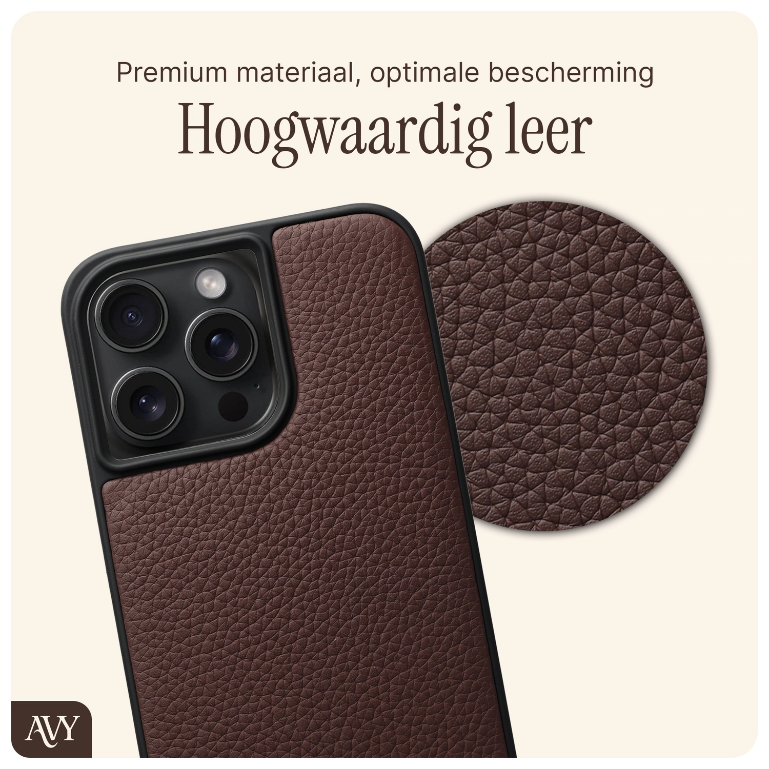 AVY Apple iPhone 14 Pro Max Hoesje met Koord Haakjes MagSafe Leer Chocolate afbeelding 7