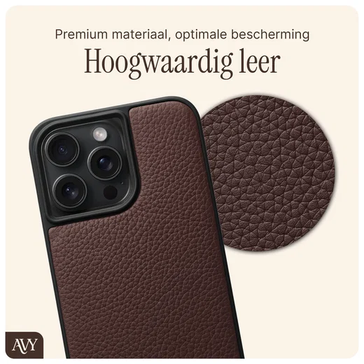 AVY Apple iPhone 14 Pro Max Hoesje met Koord Haakjes MagSafe Leer Chocolate afbeelding 7