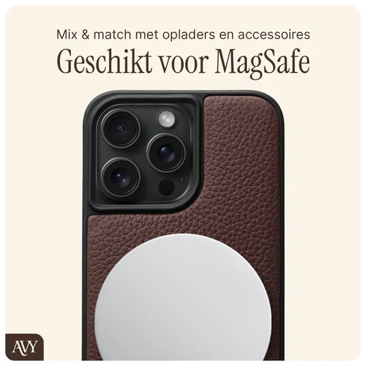 AVY Apple iPhone 14 Pro Max Hoesje met Koord Haakjes MagSafe Leer Chocolate afbeelding 8